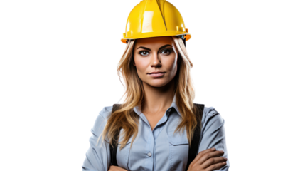 Young woman construction manager. isolated on a white background. 