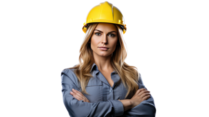 Young woman construction manager. isolated on a white background. 