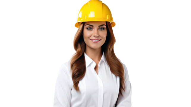 Young woman construction manager. isolated on a white background.