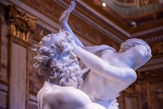 mRome, Italy - August 4th, 2022: The Rape of Proserpina (Italian: Ratto di Proserpina), or Abduction of Proserpina, is a large Baroque marble group sculpture by  Gian Lorenzo Bernini