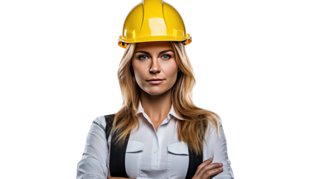 Young woman construction manager. isolated on a white background. - Powered by Adobe