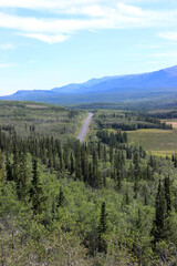 Paysage de nature au nord de Whitehorse dans le Yukon