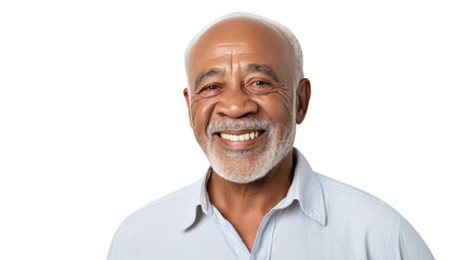 Smiling senior mixed race Caribbean man isolated on white background. 