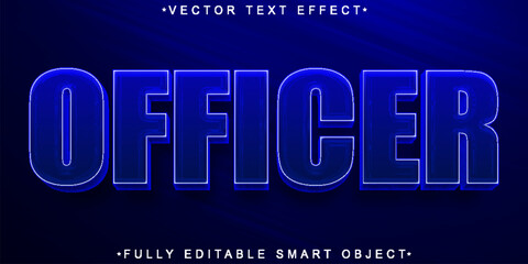 Blue Officer Vector Fully Editable Smart Object Text Effect