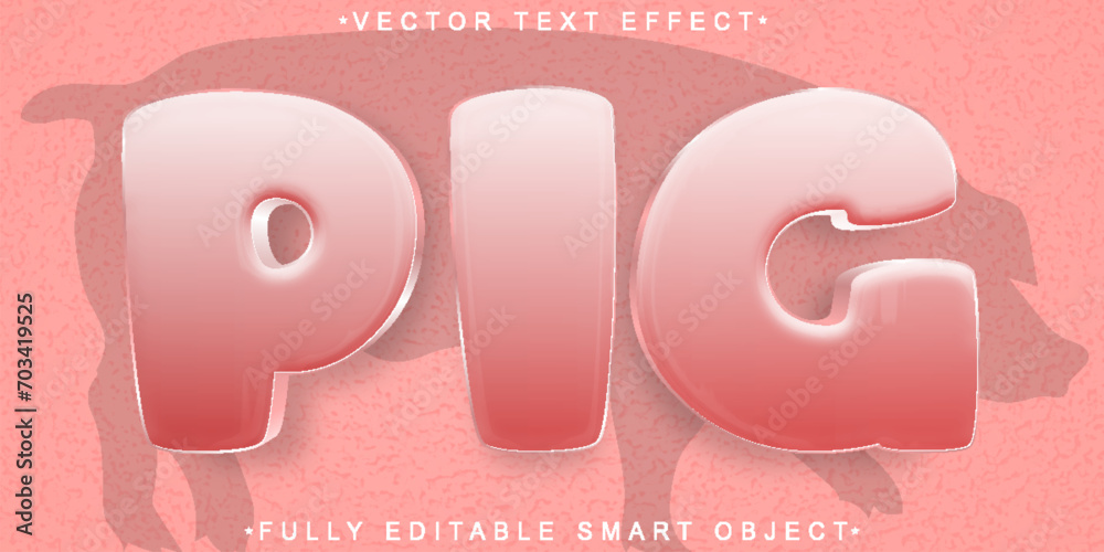 Poster Pink Pig Vector Fully Editable Smart Object Text Effect