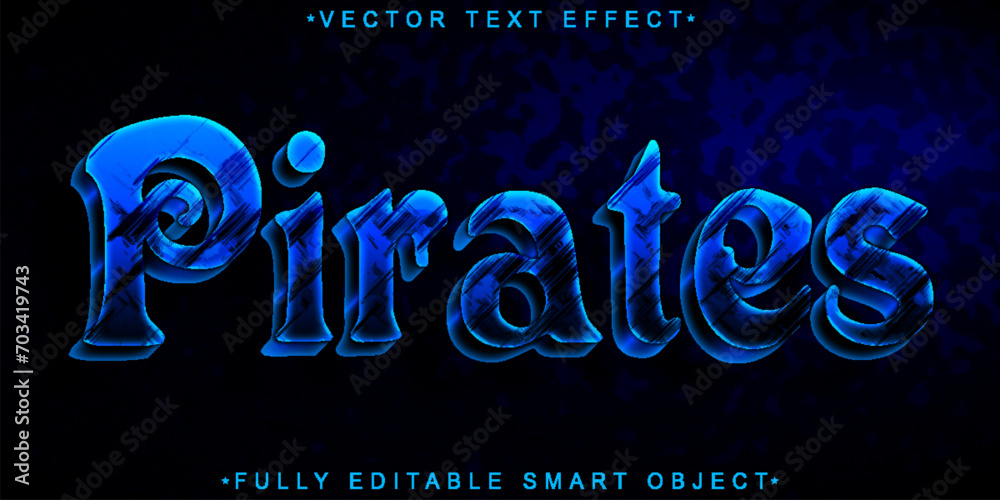 Poster blue pirates vector fully editable smart object text effect