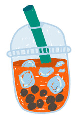 Drawings, icons, symbols, tea, Thai tea, bubble tea, orange tea