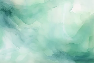 Fotobehang Abstract watercolor paint background by charcoal gray and mint green with liquid fluid texture for background, banner © Celina