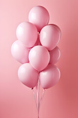 Shining pink balloons on a pink background