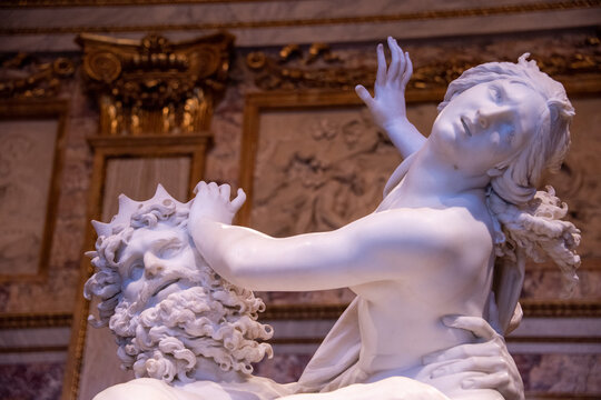 mRome, Italy - August 4th, 2022: The Rape of Proserpina (Italian: Ratto di Proserpina), or Abduction of Proserpina, is a large Baroque marble group sculpture by  Gian Lorenzo Bernini