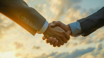 A handshake seals a deal between two companies, marking the beginning of a new era of collaboration and trust.