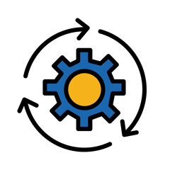 Arrow Gear Process Filled Outline Icon