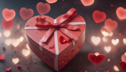 gift for Valentine's Day - in the form of a box and hearts