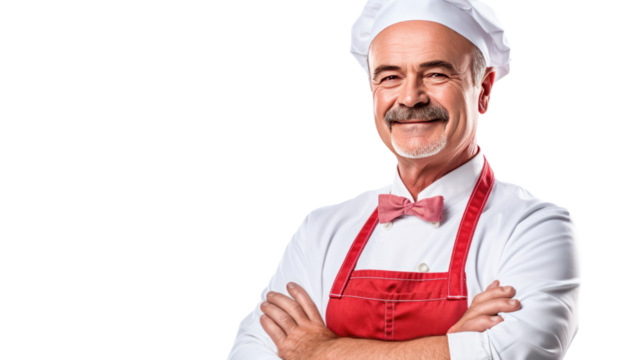 Portrait of A happy meat industry supervisor isolated on white background.