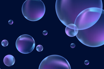 Modern realistic water bubbles, great design for any purposes. Vector illustration background. Abstract background. Banner, flyer. Creative design. Vector template.