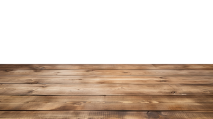 Empty wood table isolated on transparent and white background.PNG image.