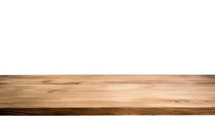 Empty wood table isolated on transparent and white background.PNG image.