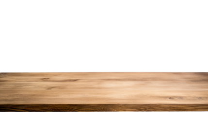 Empty wood table isolated on transparent and white background.PNG image.