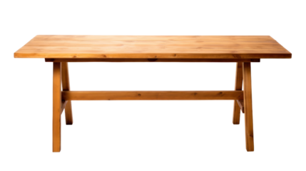Empty wood table isolated on transparent and white background.PNG image.