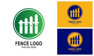 Negative Space Fence Logo Design Template With Circle.