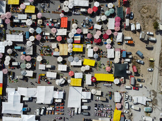 Konya Turkey public market drone footage from above