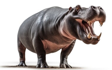 Hippopotamus opened mouth isolated on white background