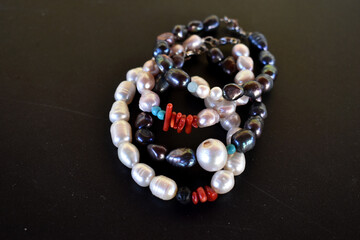 Beaded bracelets with freshwater pearls
