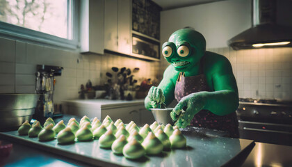 Alien whipping up off world treats