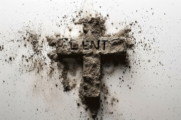 Ash wednesday. Lent word written in ash, dust as fast and abstinence period concept. - obrazy, fototapety, plakaty