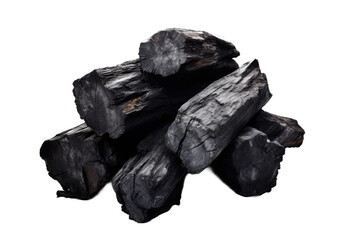 Natural wood charcoal isolated