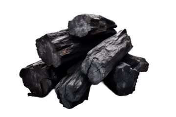 Natural wood charcoal isolated
