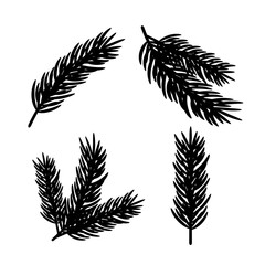 Obraz premium Black shadows of a tree branches. Vector illustration. Isolated on a white background. Flat design. 