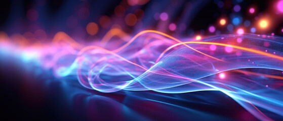 Obraz premium Dive into the world of morphism with this fluorescent abstract wave.