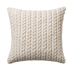A single Square knitted pillow isolated top view on transparent background