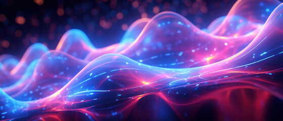 Fototapeta premium Experience the vibrant world of morphism with this fluorescent abstract wave.