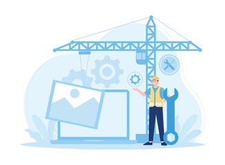 under construction concept flat illustration