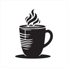 black silhouette coffee mug with white background