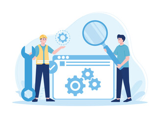analysis and maintenance concept flat illustration