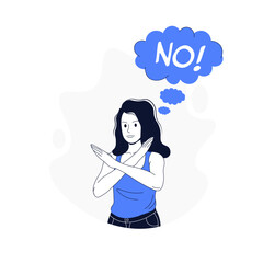Flat illustration of woman saying no. Trendy vector illustration for web design, banners..