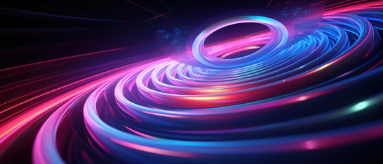 Experience the energy of neon lights in this abstract disk illustration.