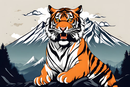 Mountain Tiger Illustration Design