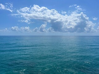 Blue sea and beautiful sky clouds