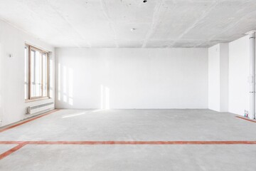 interior of the apartment without decoration in gray colors. rough finish