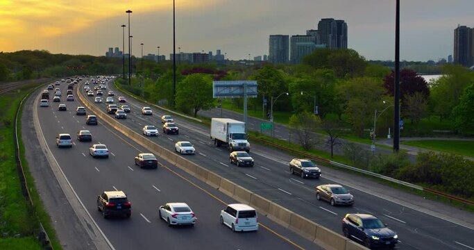Wide highway captured from air cars in constant motion weaving tapestry of traffic Highway reflects dynamic traffic life in motion. Traffic flows seamlessly epitome of efficient road traffic.