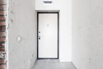 interior of the apartment without decoration in gray colors. rough finish