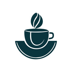 Black Coffee Cup in Half Round Illustration