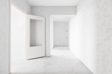 interior of the apartment without decoration in gray colors. rough finish