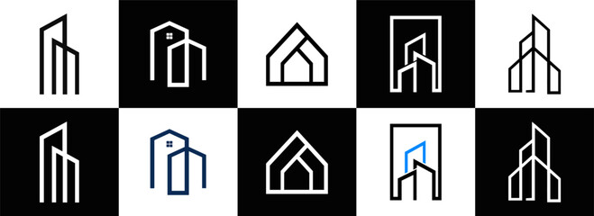 Mega Set and Big Group, Real Estate, Building and Construction Logo Vector Design Eps 