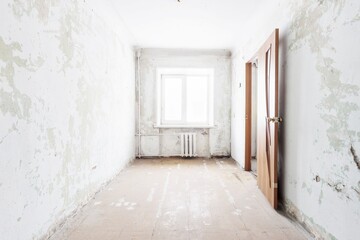 interior of the apartment without decoration in gray colors. rough finish