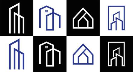 Mega Set and Big Group, Real Estate, Building and Construction Logo Vector Design Eps 